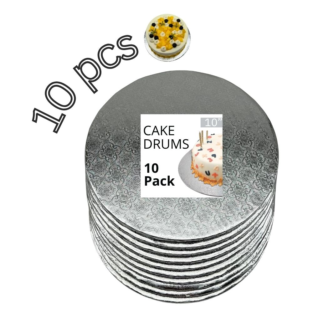 10" Silver Cake Drum 1/4" Thickness